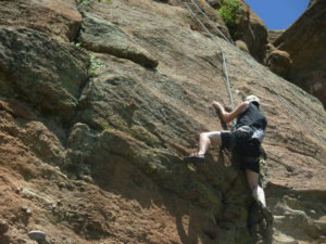 Chris on one of his early rock climbs (circa 2010)