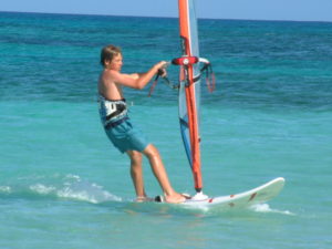 Alex windsurfing