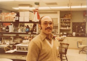 Glenn Pierce pictured during his early research days in the lab.